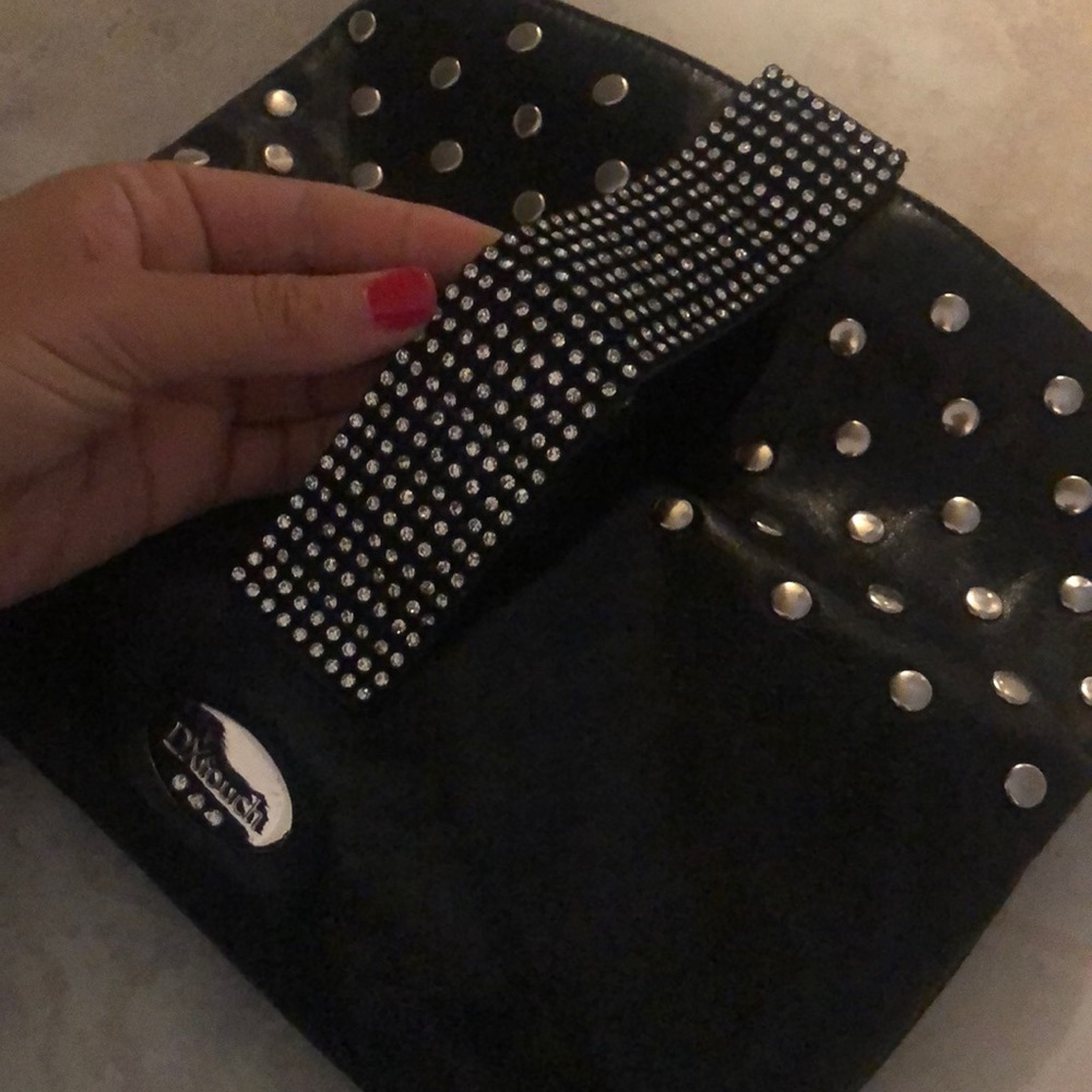 DXTouch envelope clutch with rhinestone handle